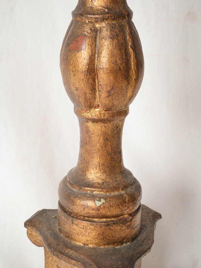 19th-Century French Giltwood Church Torchère Converted to a Floor Lamp - 66½"