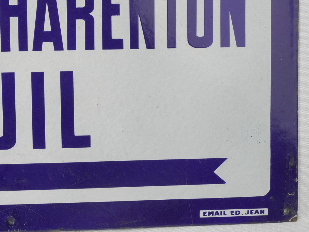 Classic blue French enamel sign