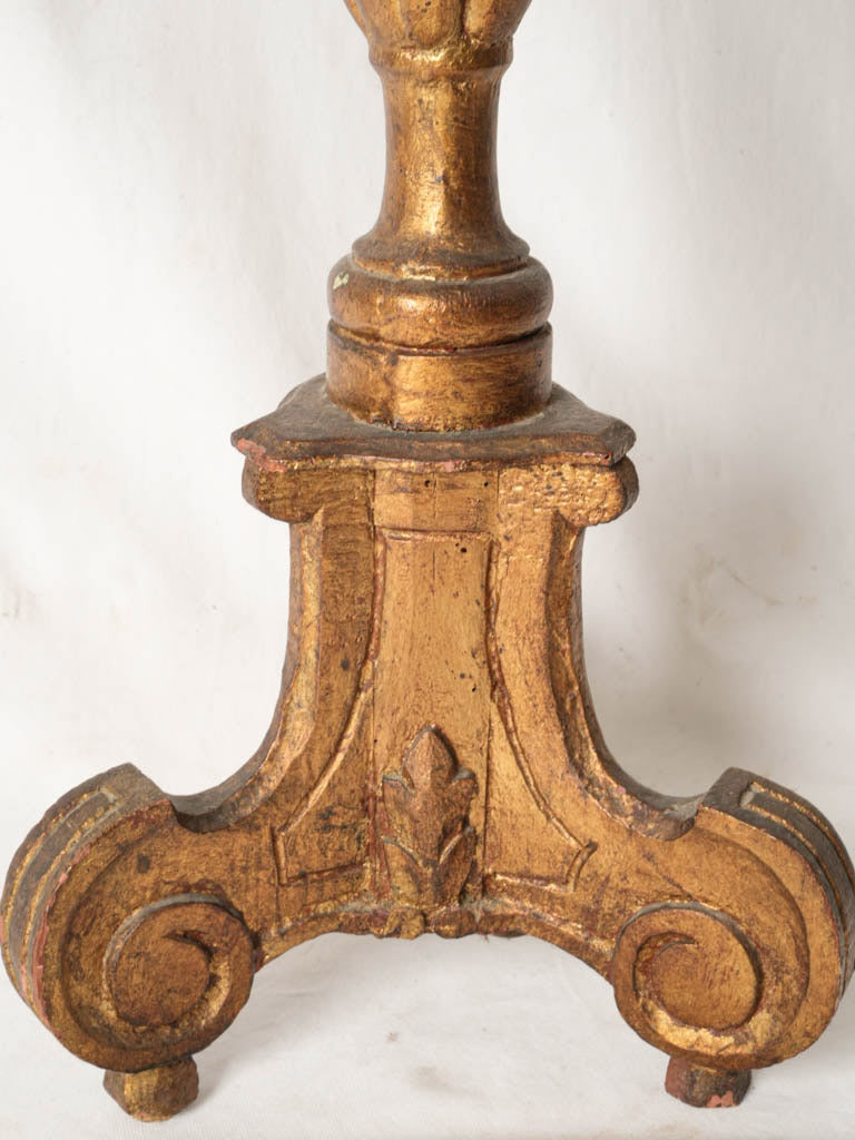 19th-Century French Giltwood Church Torchère Converted to a Floor Lamp - 66½"