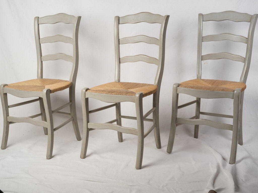 Set Of Six Provençal Ladder Back Rush Seat Chairs Circa 1960 - 36½"