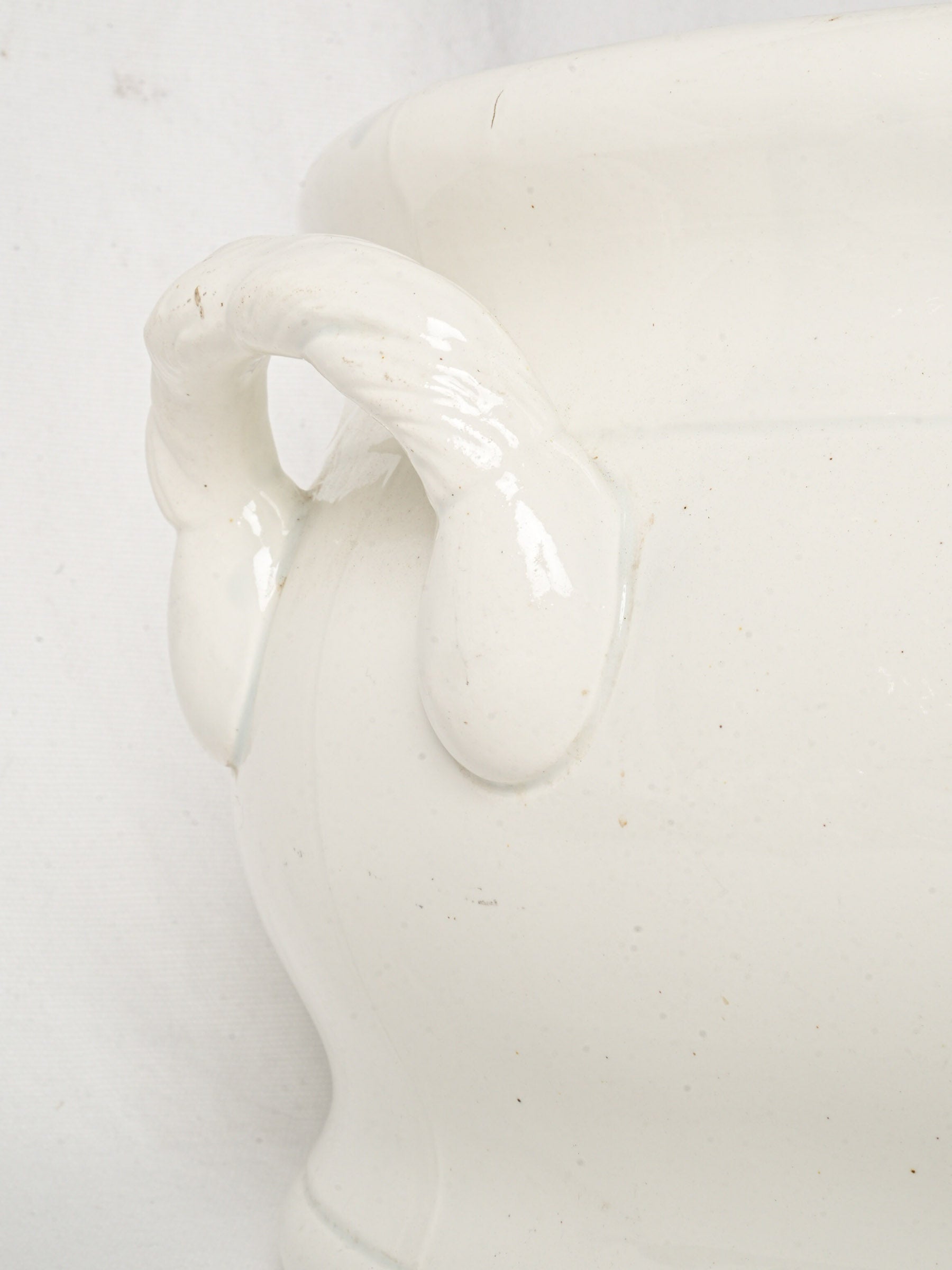 Large Oval Faience Foot Bath w/ Rope-Twist Handles by Jules Vieillard, 19th Century - 20"