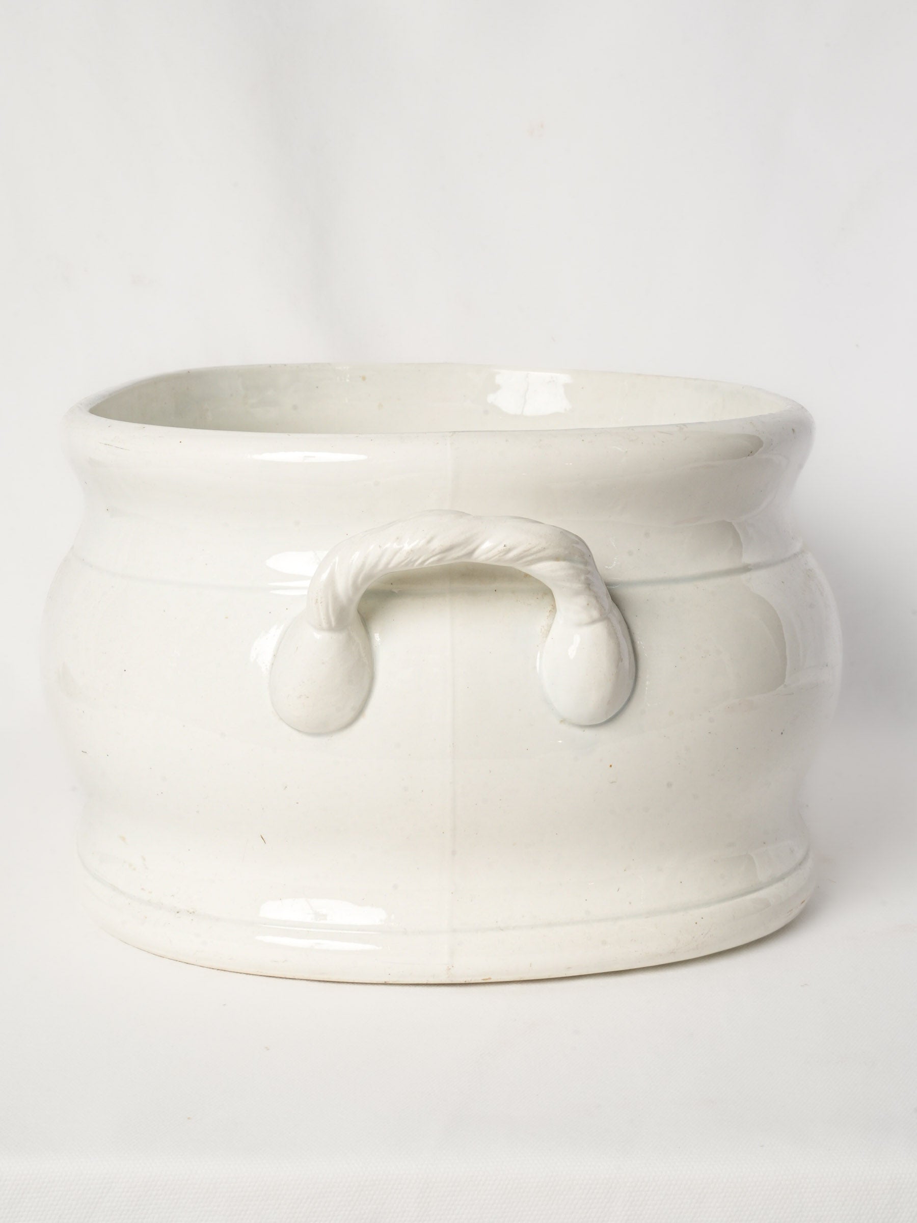 Large Oval Faience Foot Bath w/ Rope-Twist Handles by Jules Vieillard, 19th Century - 20"