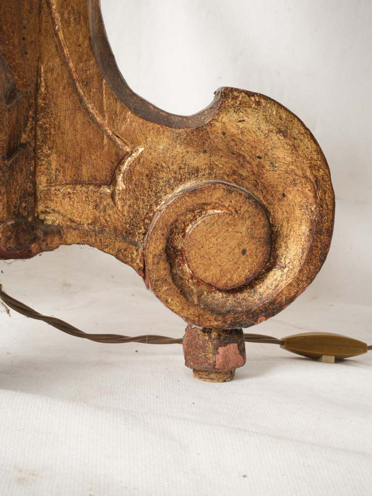 19th-Century French Giltwood Church Torchère Converted to a Floor Lamp - 66½"