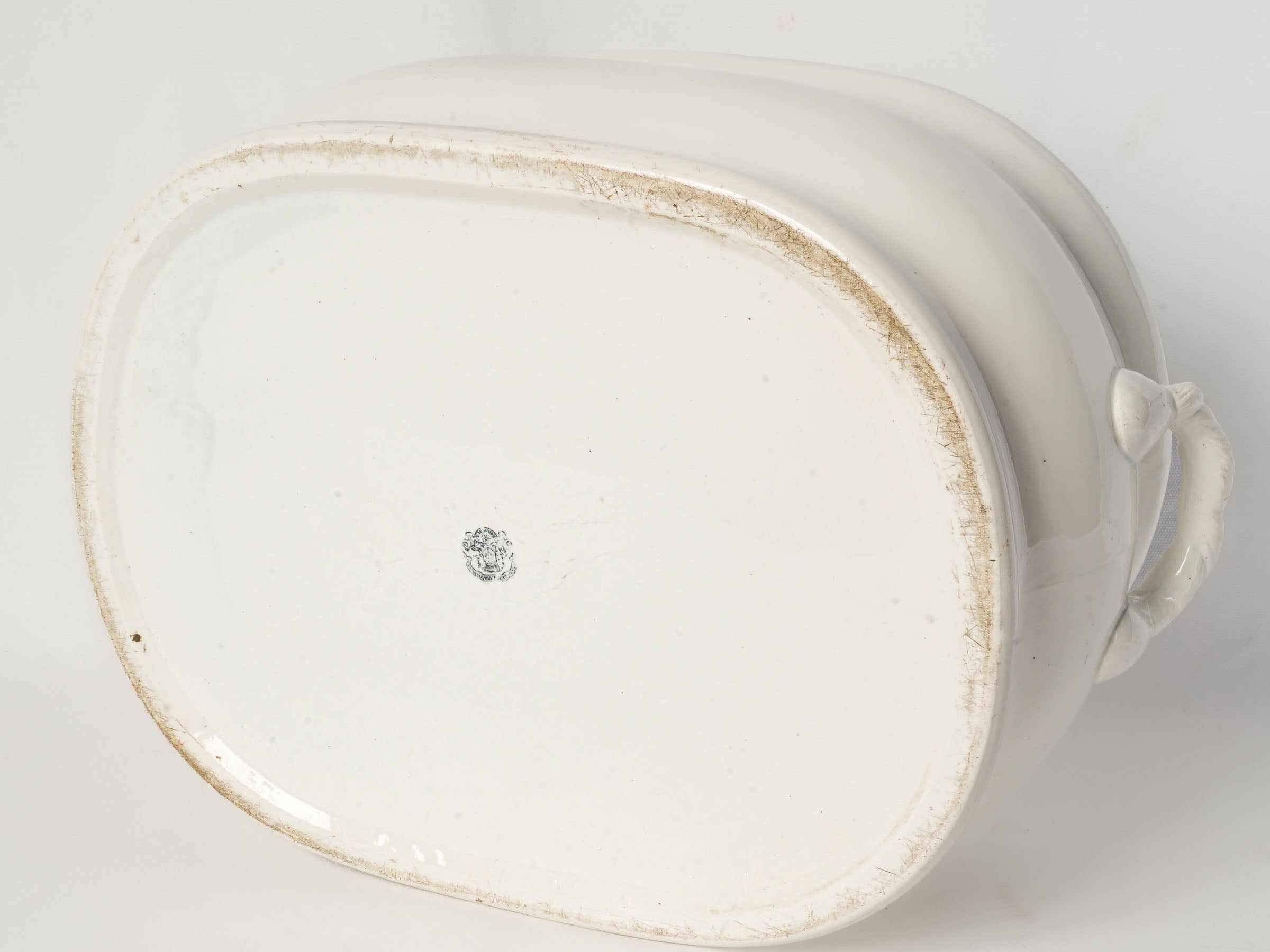 Large Oval Faience Foot Bath w/ Rope-Twist Handles by Jules Vieillard, 19th Century - 20"