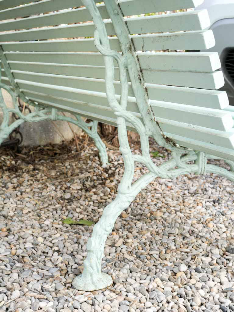 Sage green slatted seating