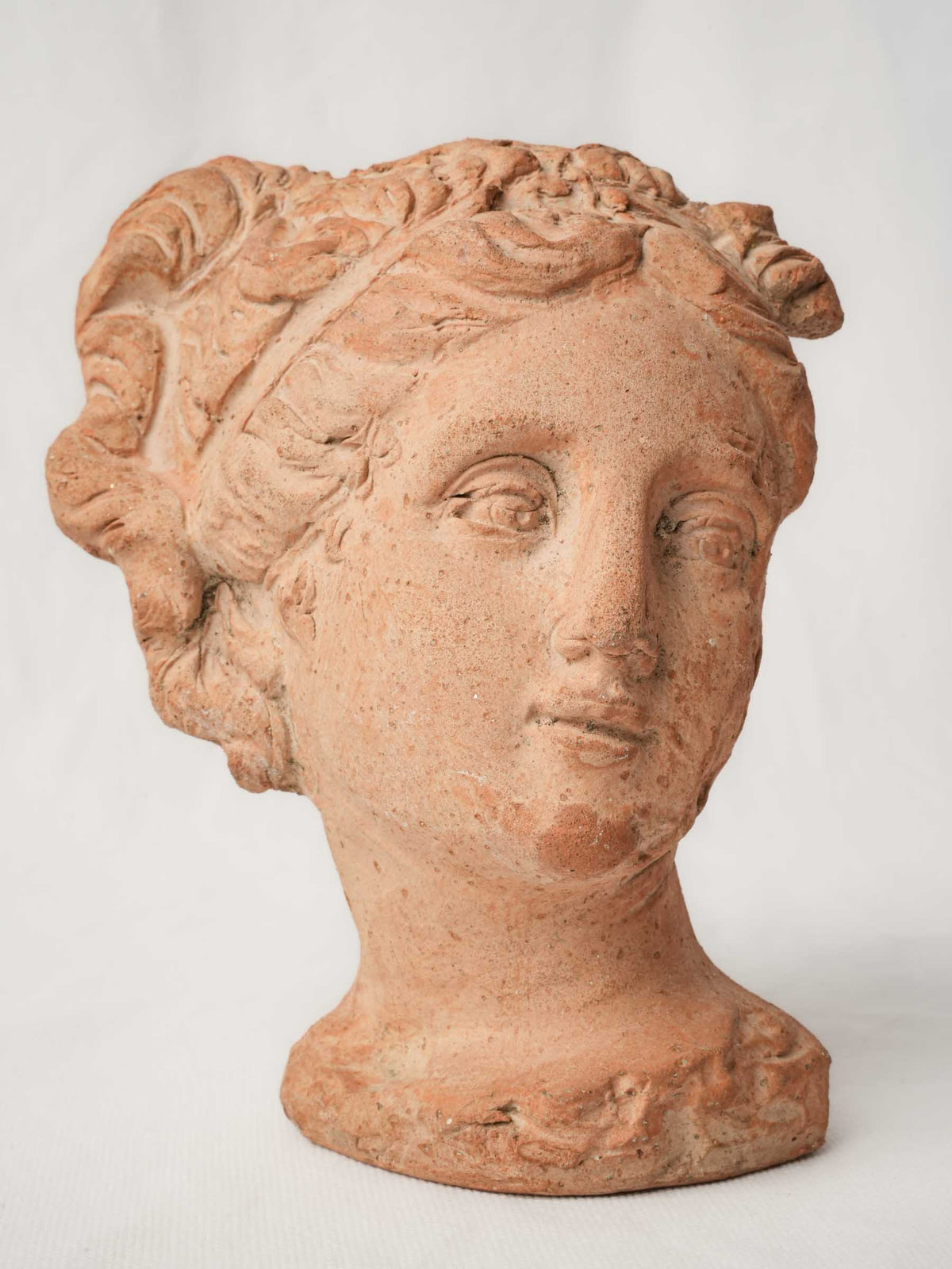 Pair of Small Classical Male and Female Heads in Terracotta - 8"