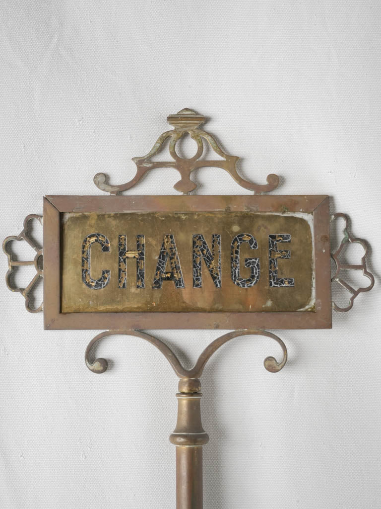 Antique brass copper teller sign