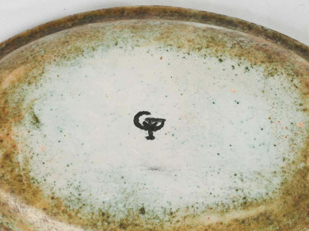 Aged patina fish decoration plate