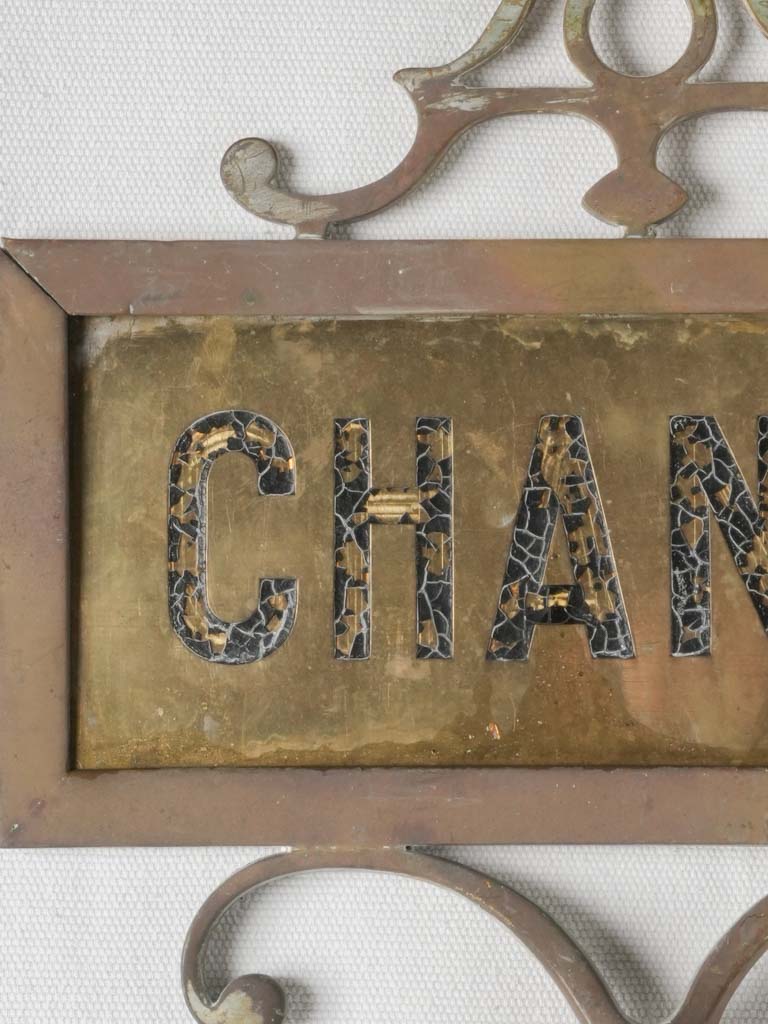 Aged patina financial institution sign