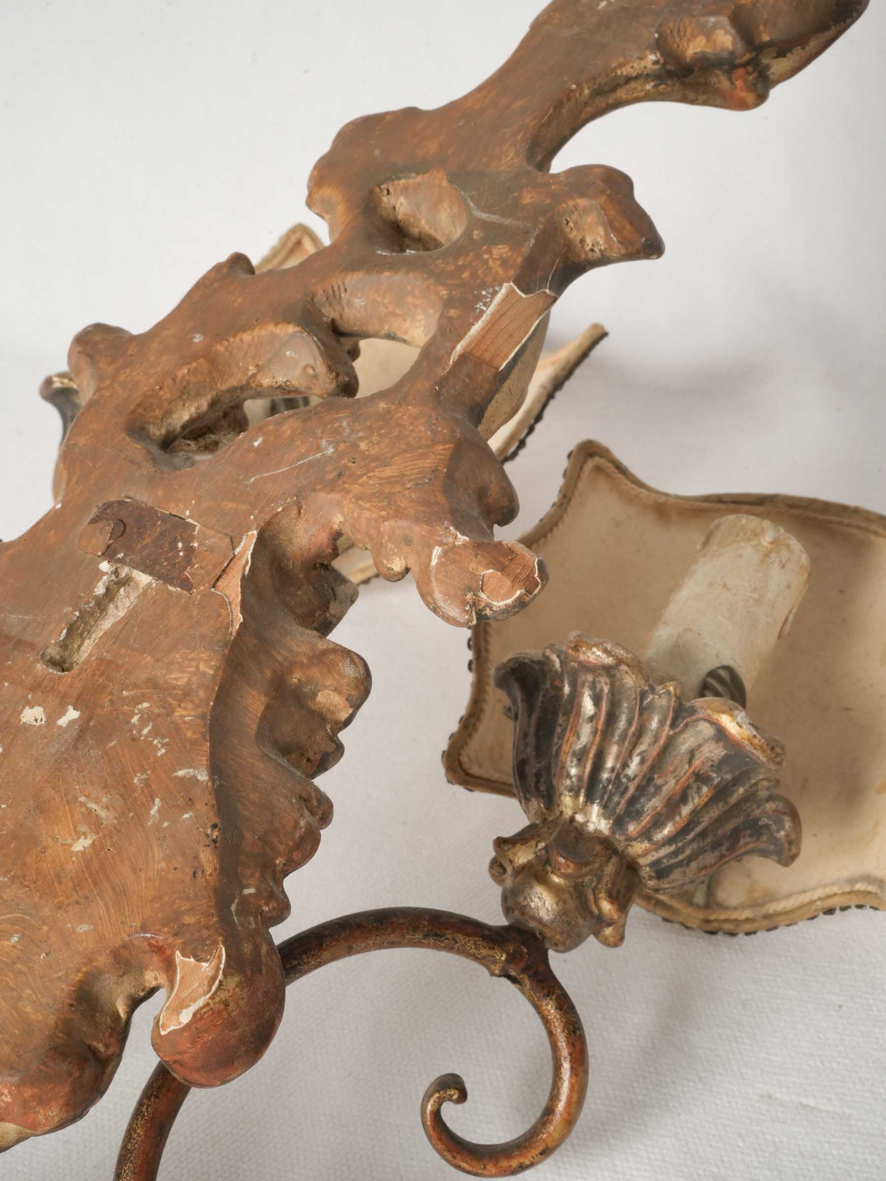 Pair of Italian Rococo Revival Two-Light Giltwood Sconces, Circa 1950 - 23¾"