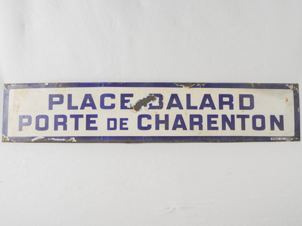 Art Deco directional enamel sign