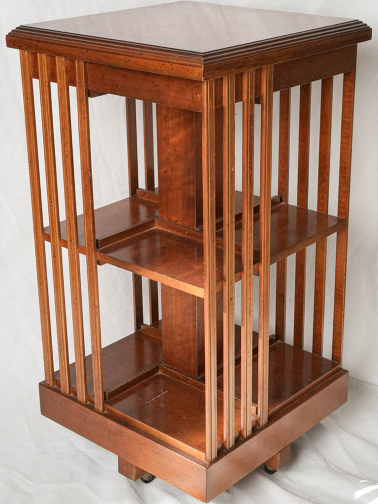 Compact slatted mahogany bookcase