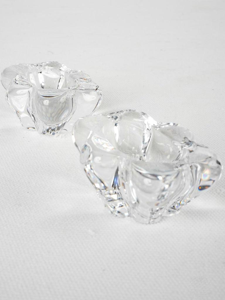 Pristine clear glass condiment holders