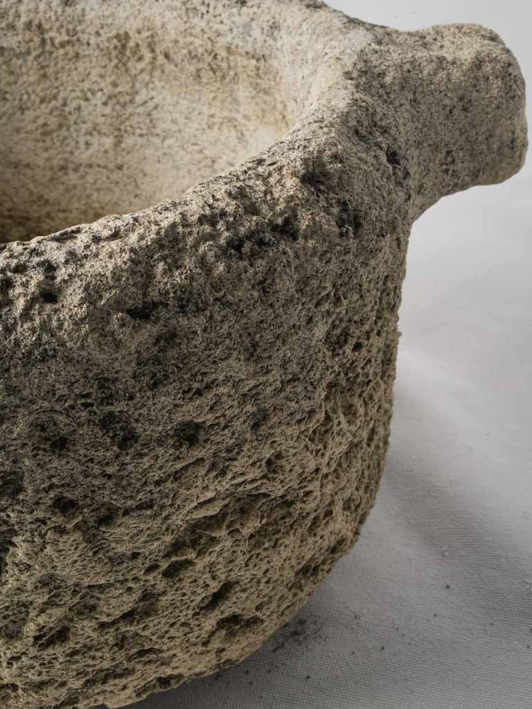 Natural patina stone garden vessel