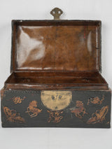 Intricate 19th-century leather coffer