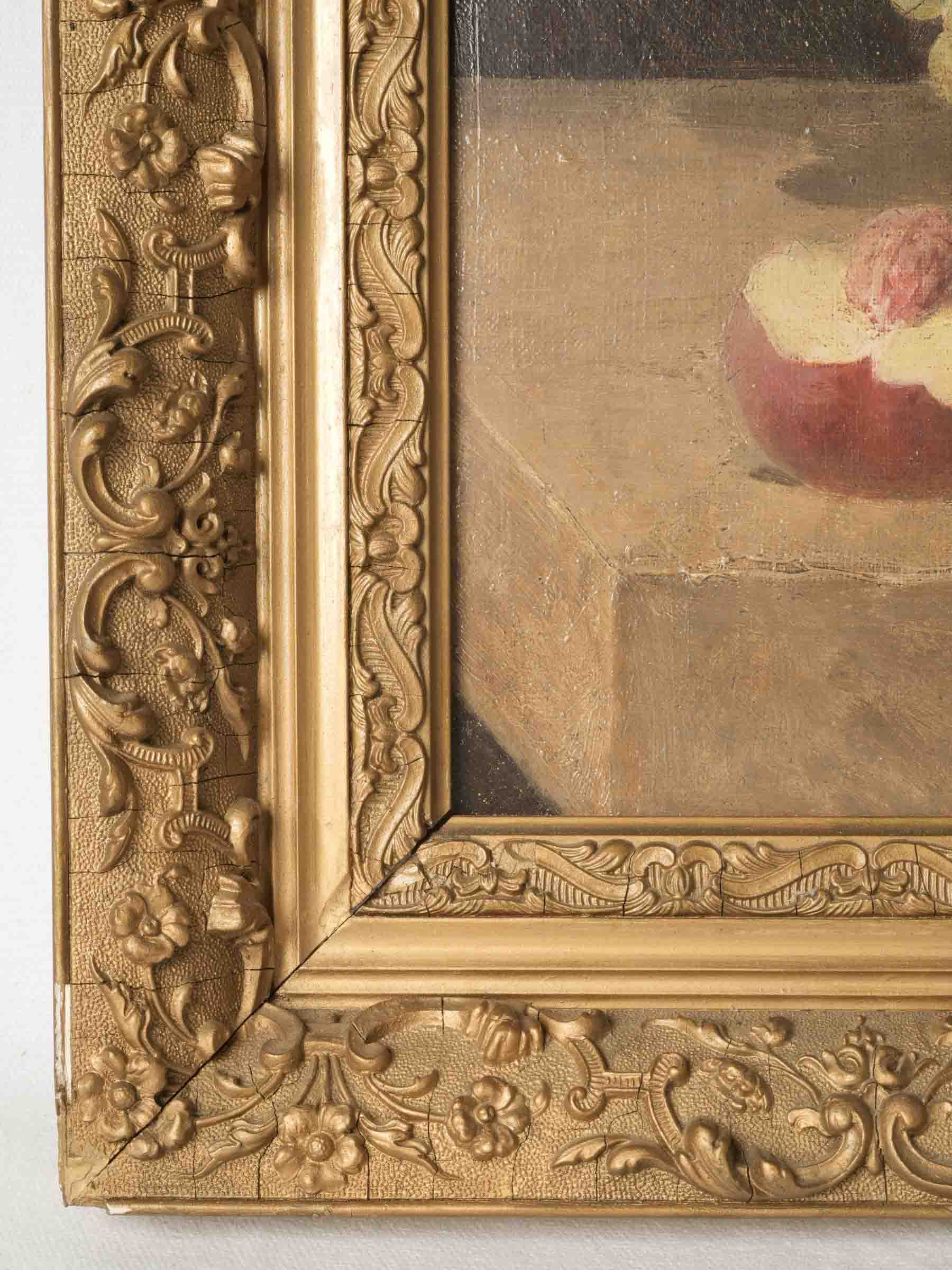 Early 20th-Century French Oil on Canvas Still Life w/ Champagne & Fruit - 27¼" x 23¾"