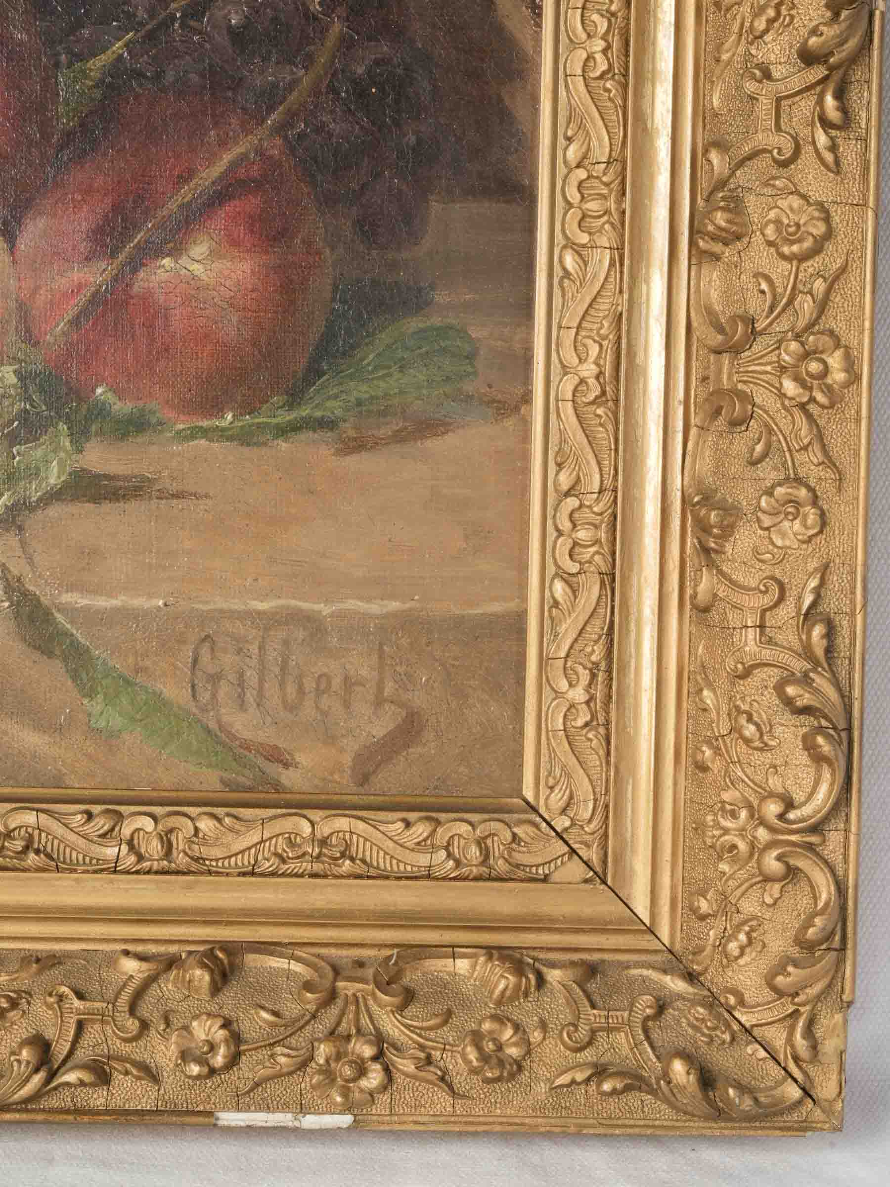 Early 20th-Century French Oil on Canvas Still Life w/ Champagne & Fruit - 27¼" x 23¾"