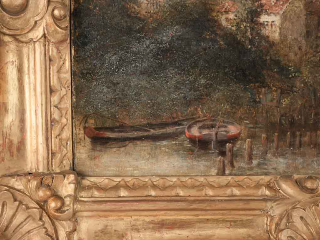 Nostalgic soldiers and civilians scene canvas