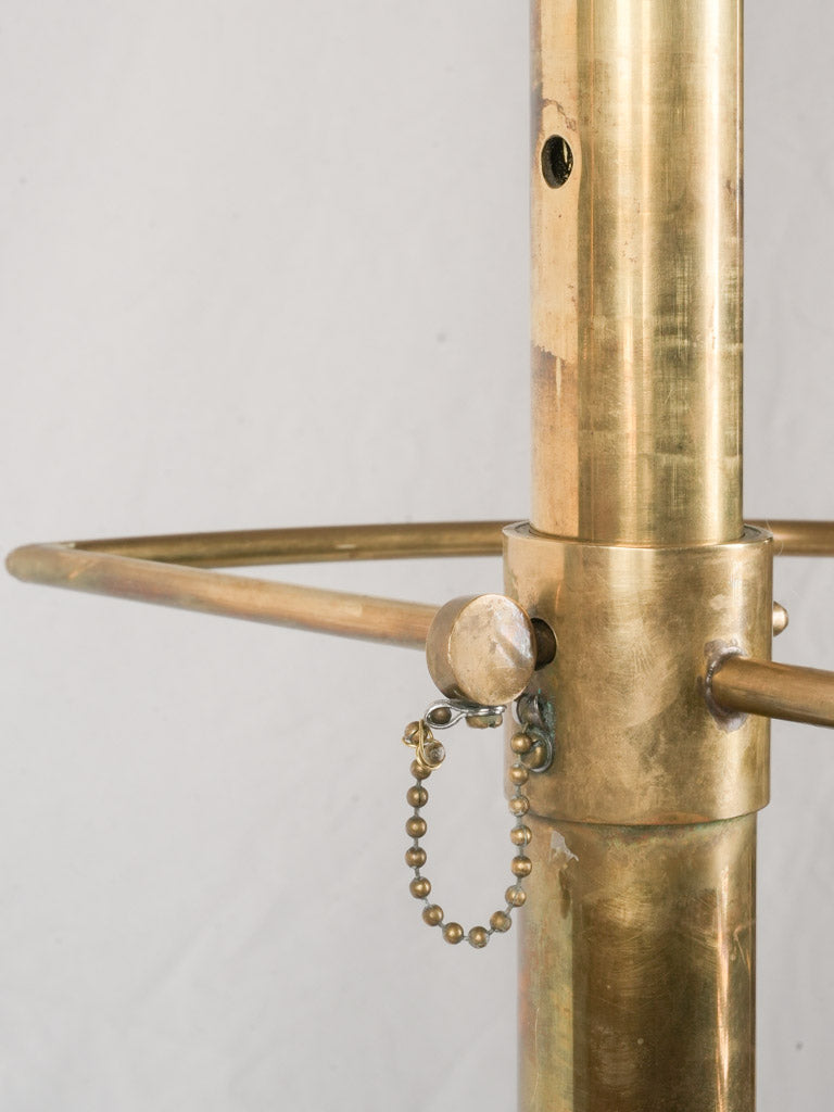 Elegant Brass and Mahogany Mid-20th Century Hotel Coat Rack -51¼" long