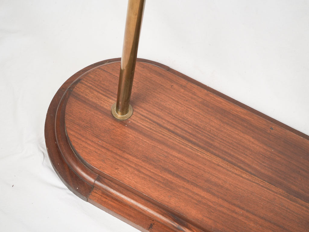 Elegant Brass and Mahogany Mid-20th Century Hotel Coat Rack -51¼" long