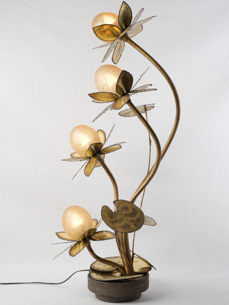 Antique bronze sculptural metal lamp