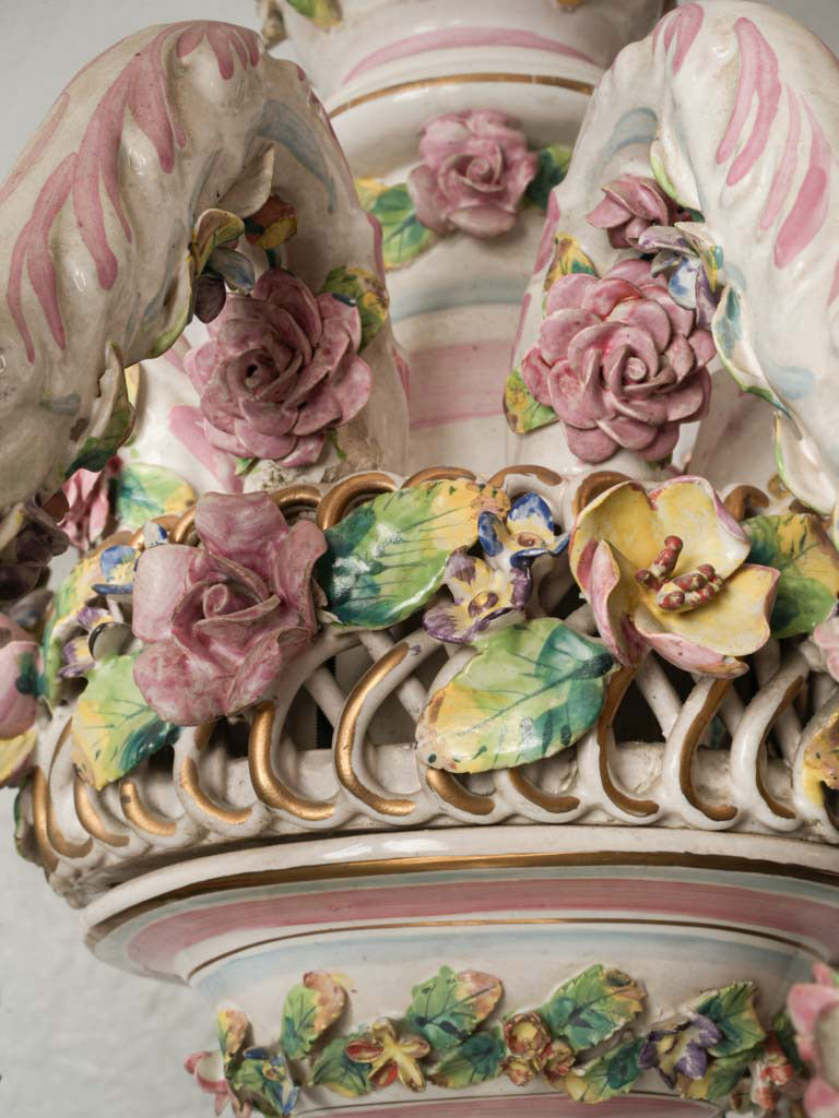 Ornate Capodimonte Floral Porcelain Chandelier Naples, Circa 1900 - 34¼" x 27¼"