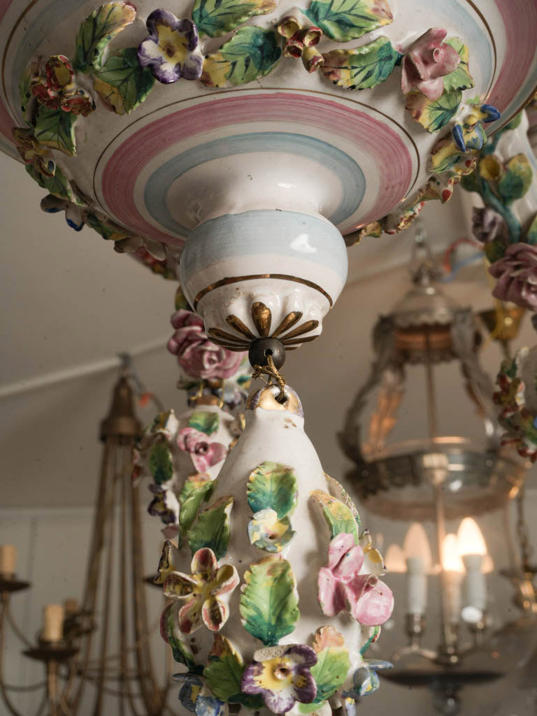 Ornate Capodimonte Floral Porcelain Chandelier Naples, Circa 1900 - 34¼" x 27¼"