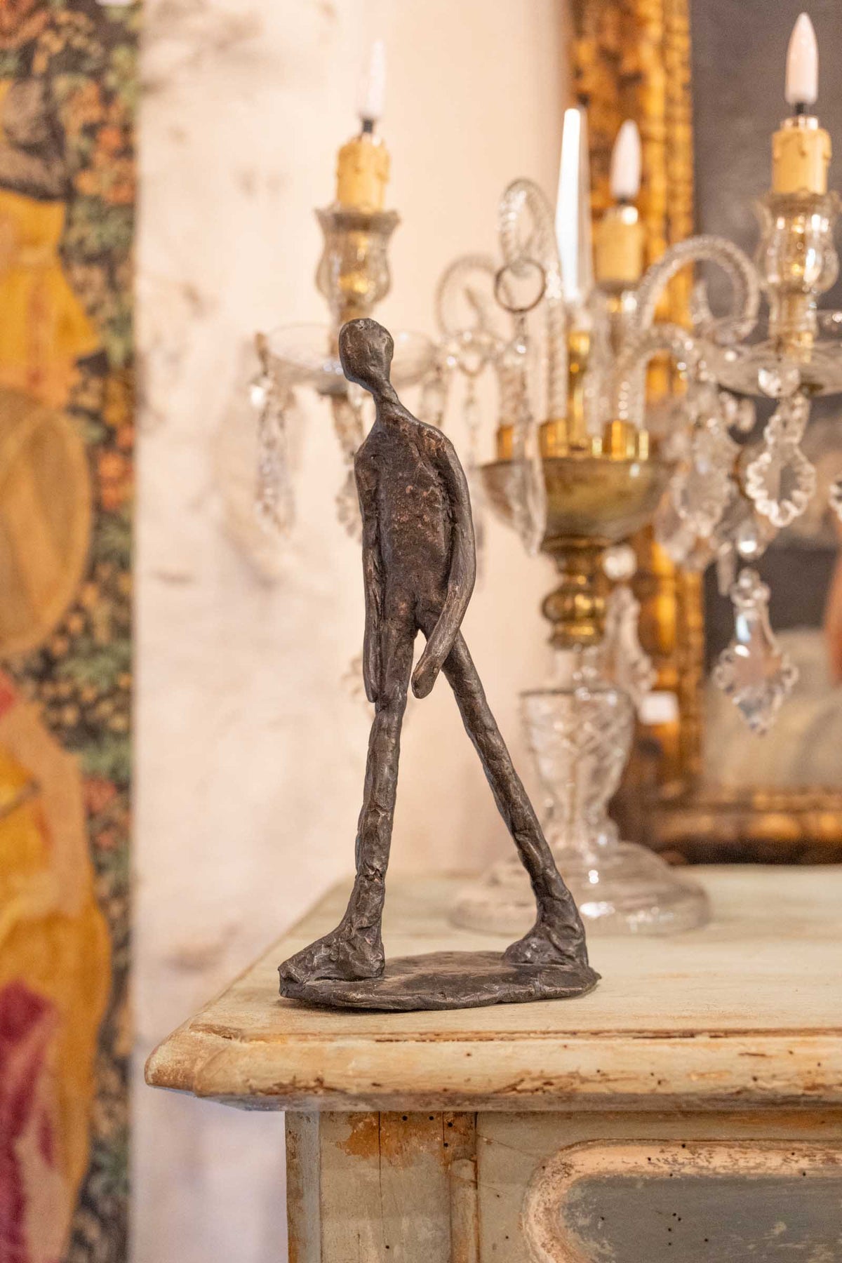 Petite Modern Bronze Sculpture of a Walking Man w/ Expressionist Modeling - 10¼"