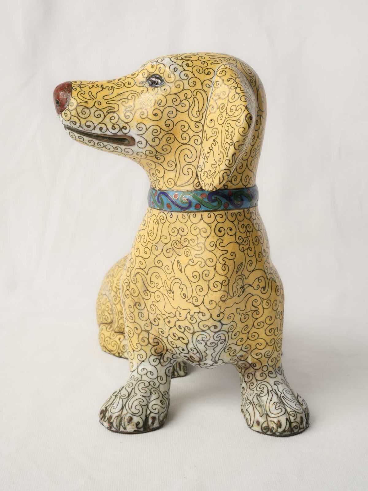 Large Antique Chinese Cloisonné Dachshund w/ Intricate Decoration - 11½" x 15"