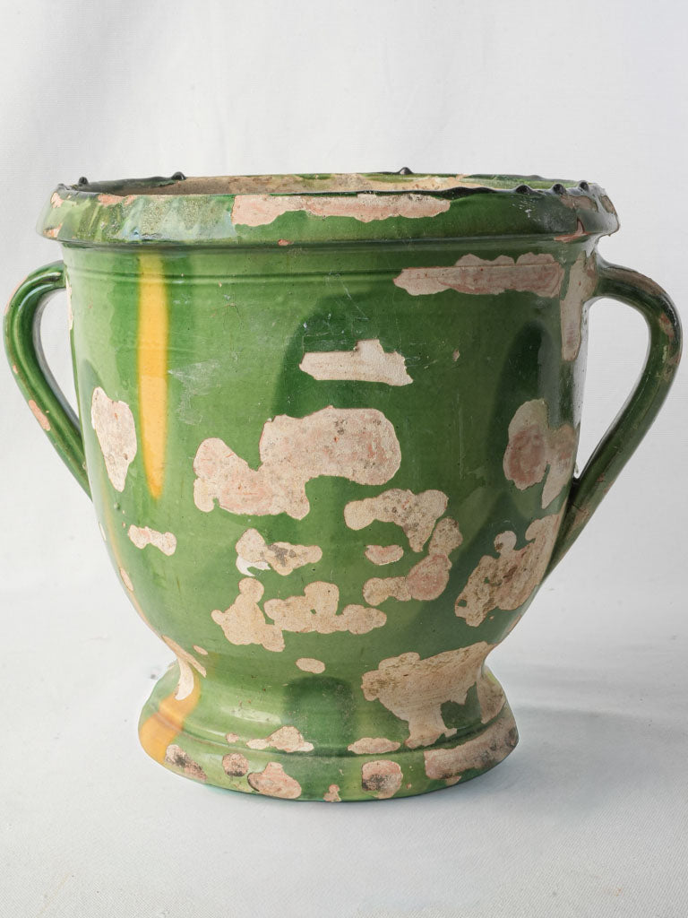 green glazed plant pots Antique Castelnaudary Green-Glazed Terracotta Planter