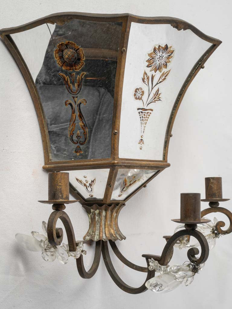 Antique floral-design wall sconces