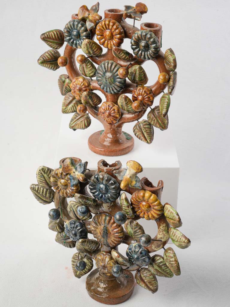 Mid-century handcrafted candlestick pair