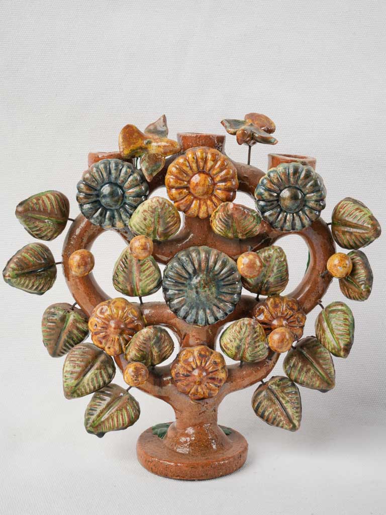 Rustic folk art candle holders