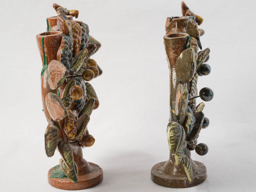 Deep blue textured candlestick pair