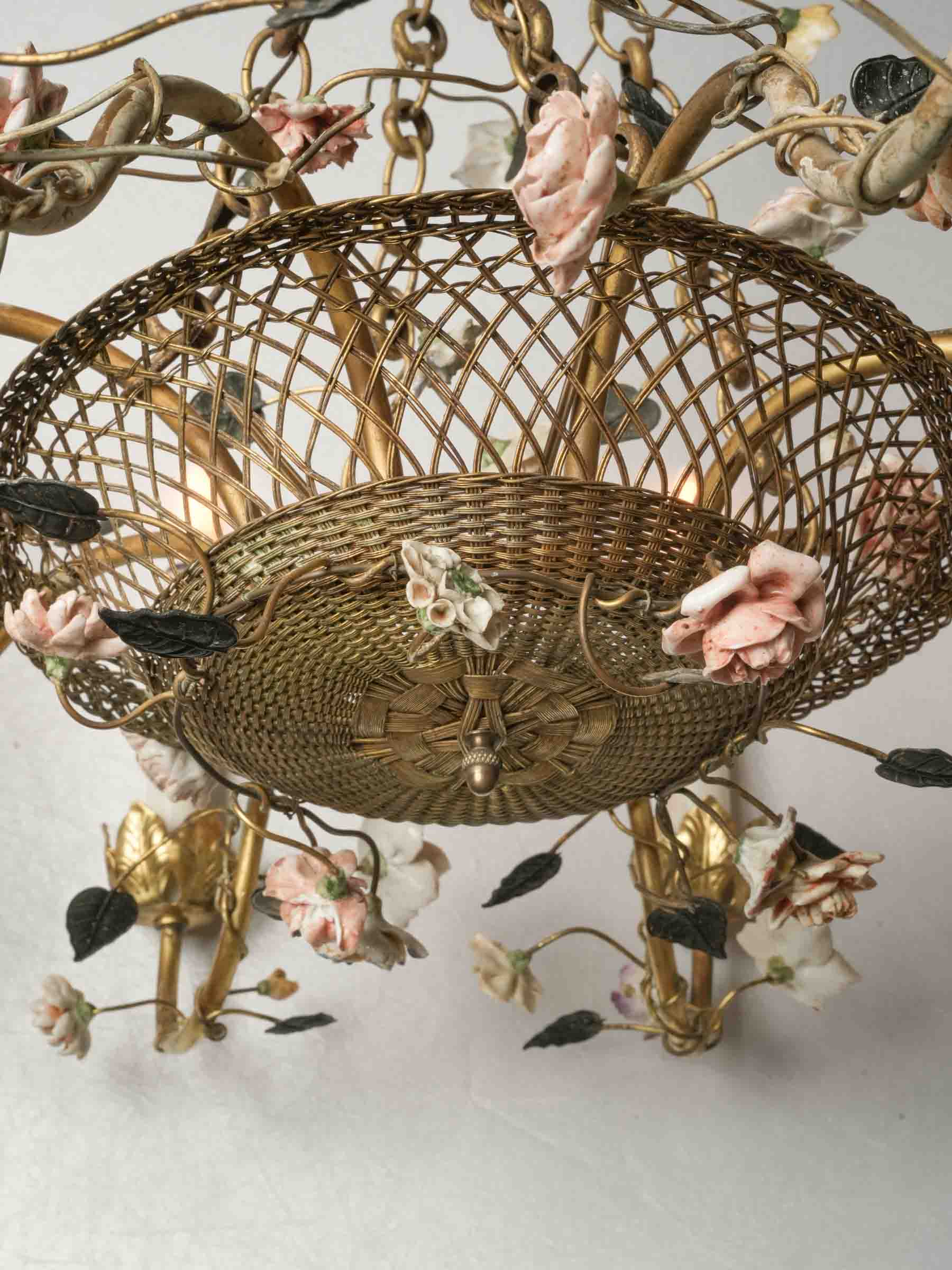 Delicate foliate candle arm chandelier