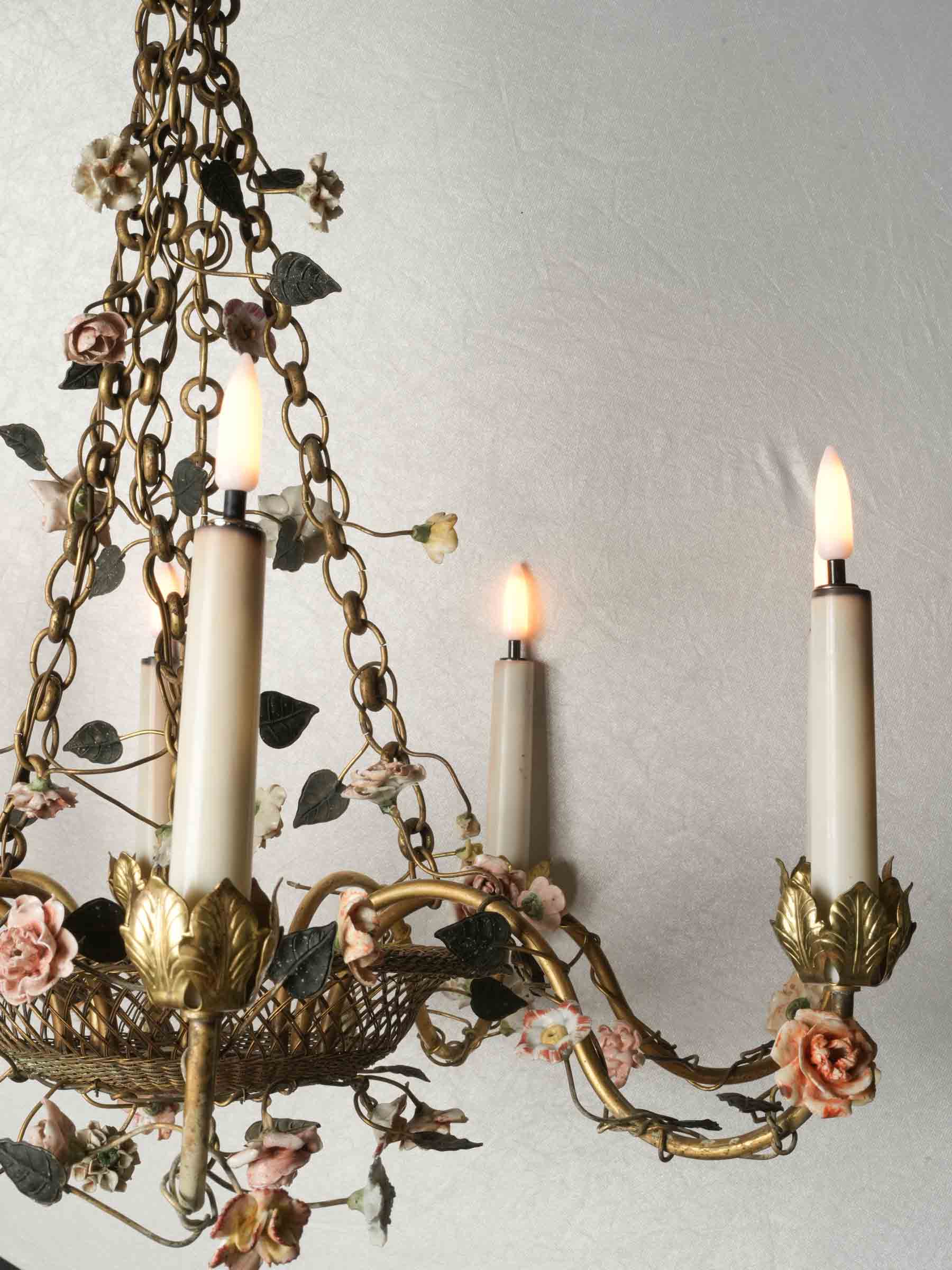 Warm patina chandelier with charm