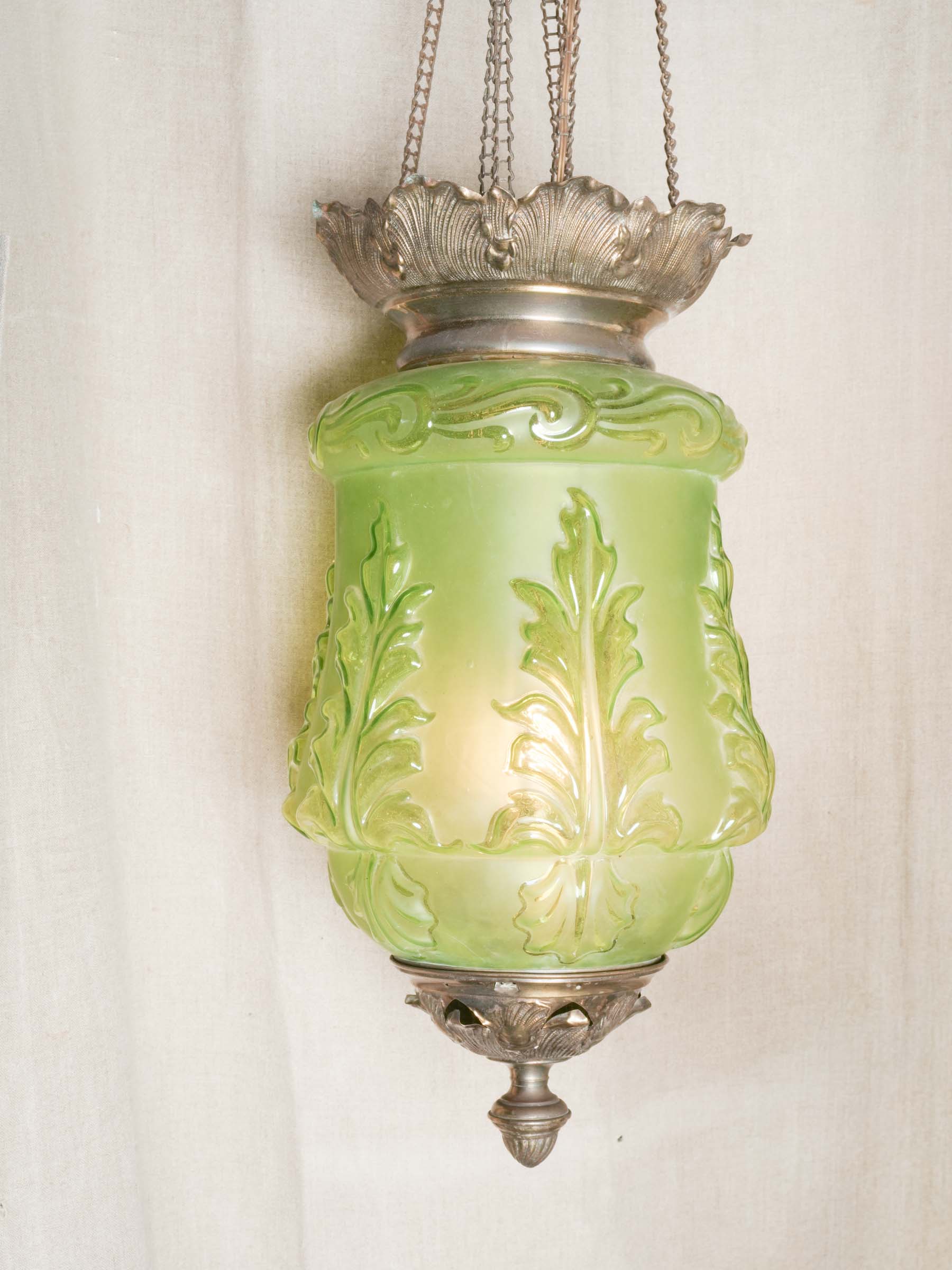 Vintage French brass glass lantern