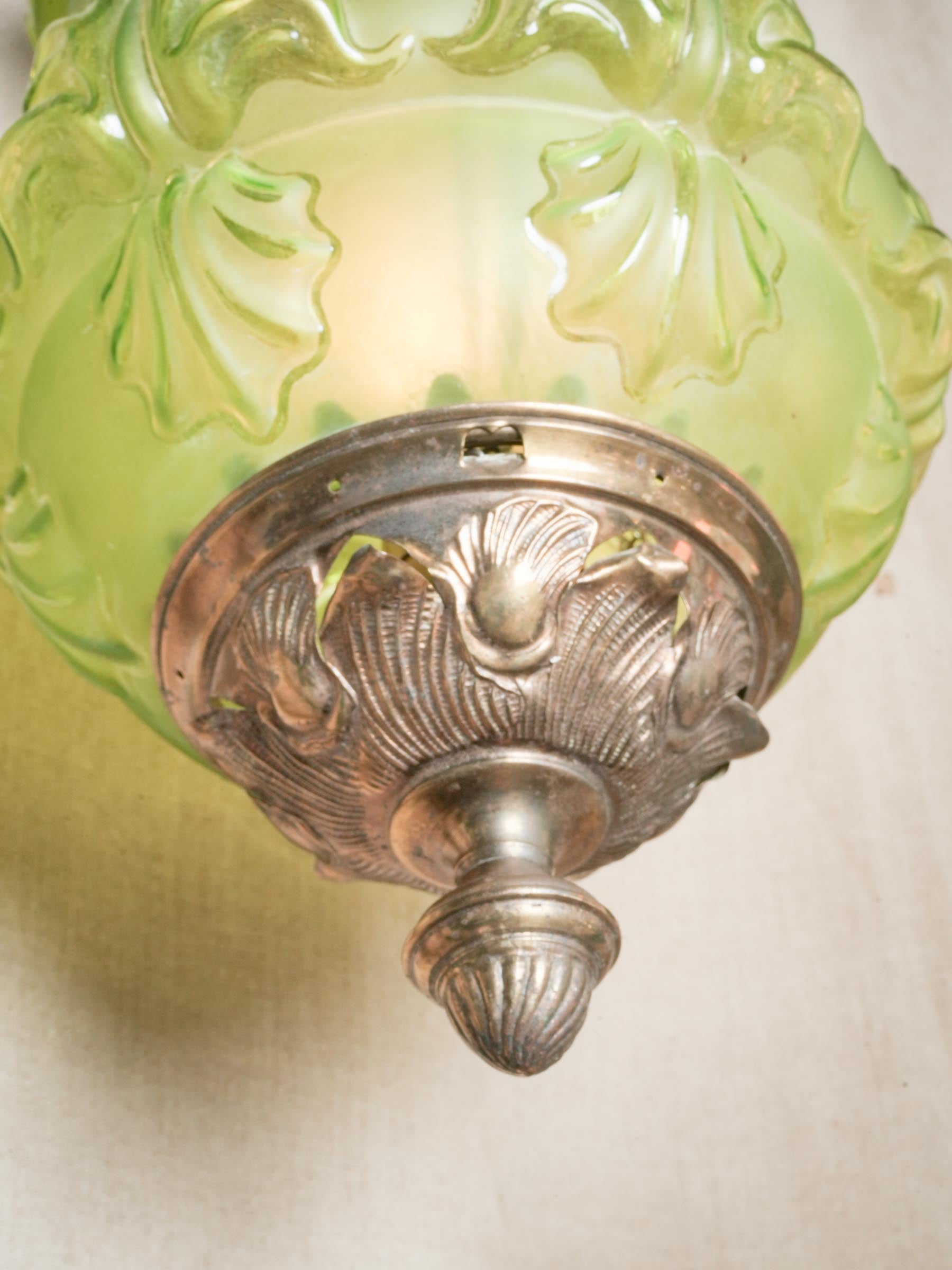 Peridot-green glass antique pendant