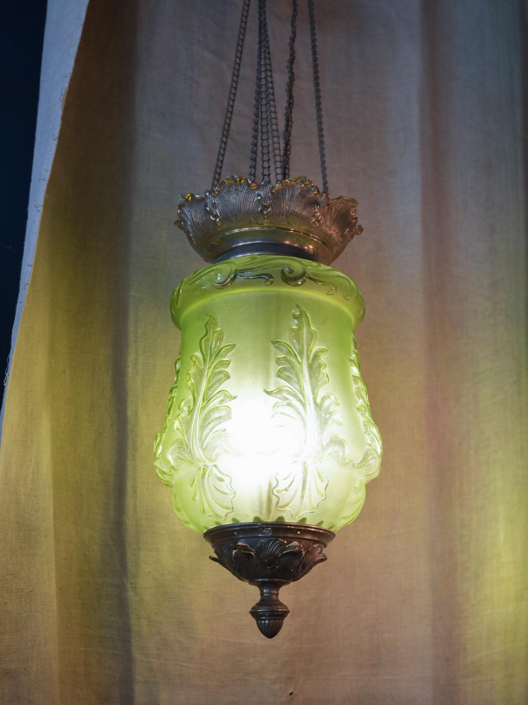 Satin-finished botanical design lantern