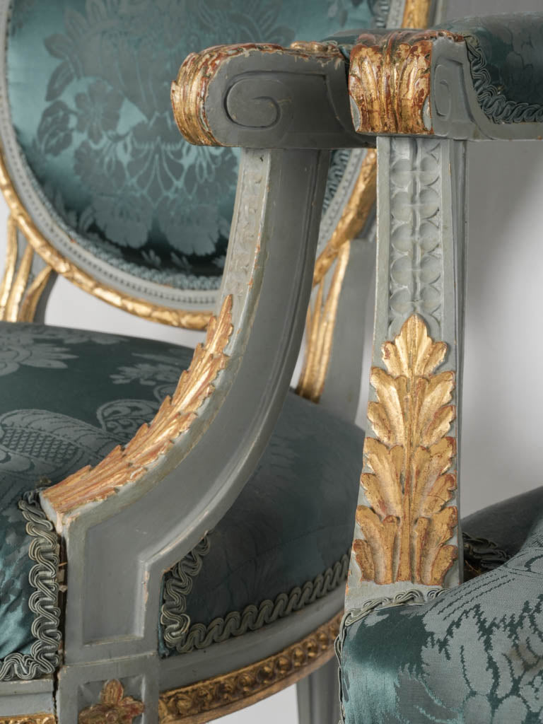 Vintage French gilded medallion-back chairs