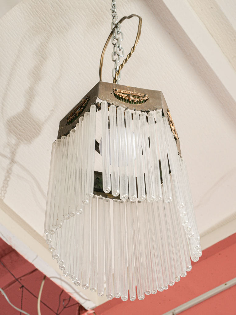 Geometric 1920s brass hanging light