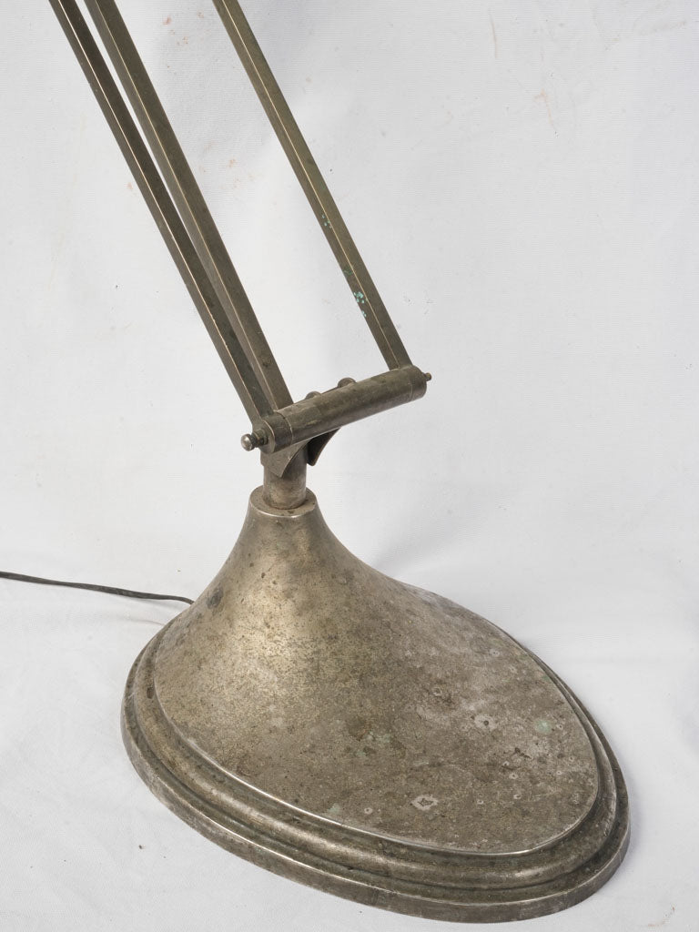 Monumental Antique Industrial Adjustable Floor Lamp in Nickel-Plated Brass - 85¾"
