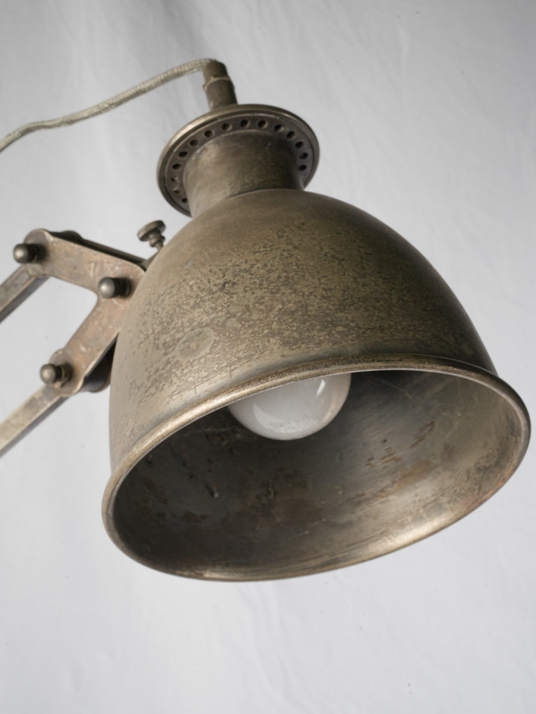 Monumental Antique Industrial Adjustable Floor Lamp in Nickel-Plated Brass - 85¾"