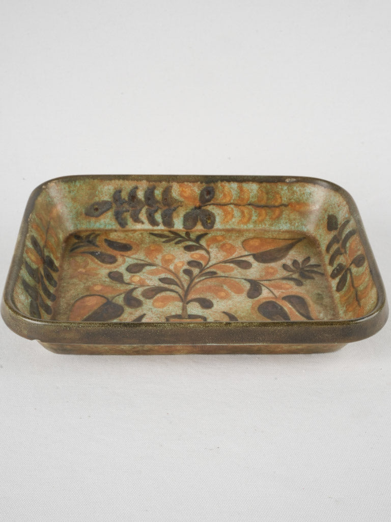 Vintage floral rectangular pottery platter