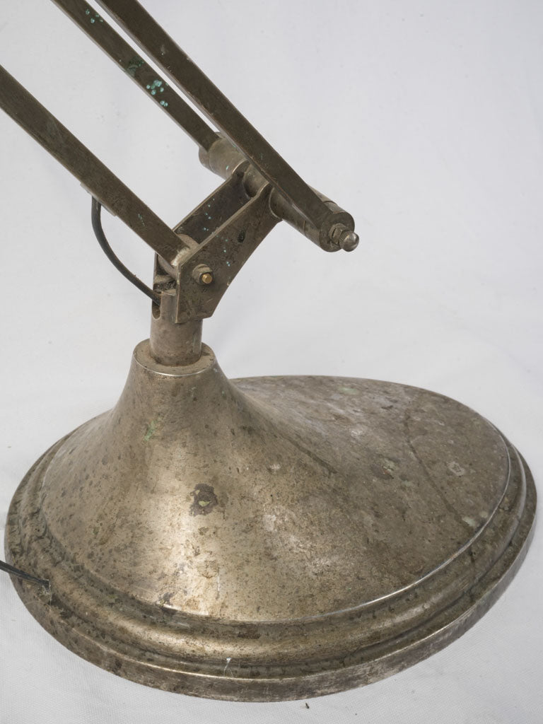 Monumental Antique Industrial Adjustable Floor Lamp in Nickel-Plated Brass - 85¾"
