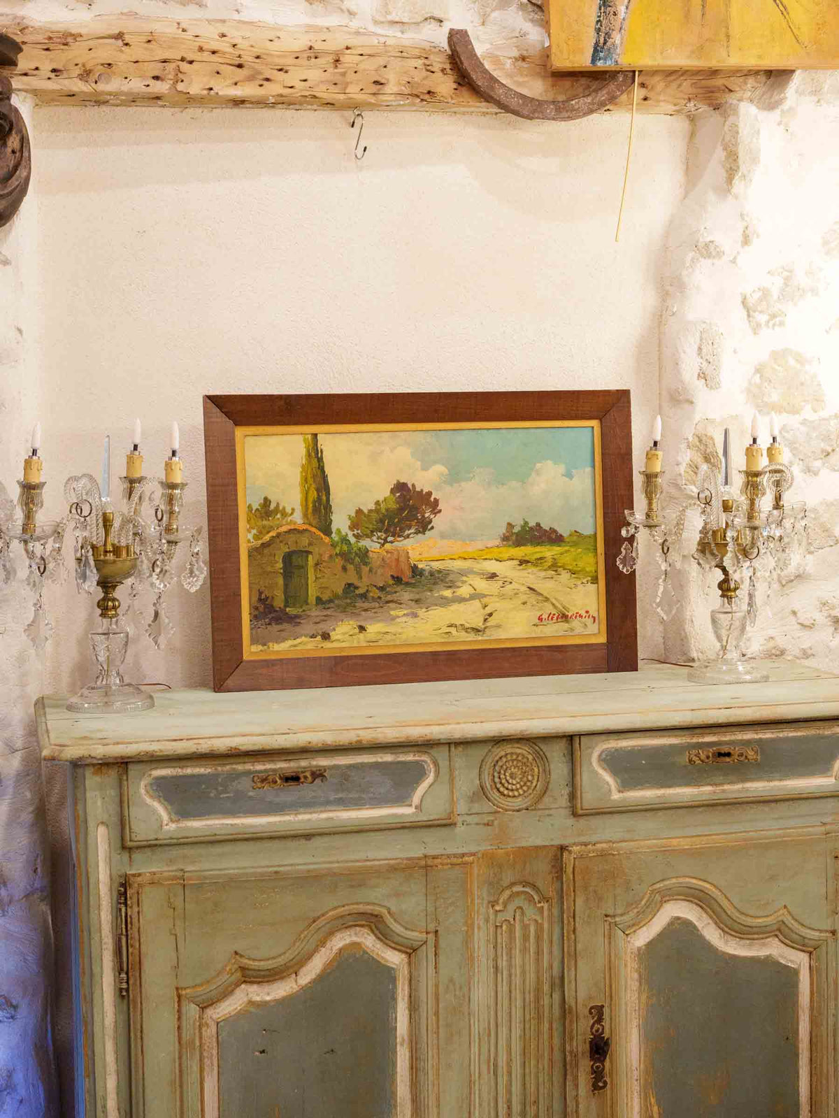 Mid-20th-Century Oil on Panel - Provençal Landscape by Guy Le Florentin - 19¼" x 29¼"