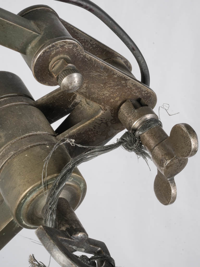 Monumental Antique Industrial Adjustable Floor Lamp in Nickel-Plated Brass - 85¾"