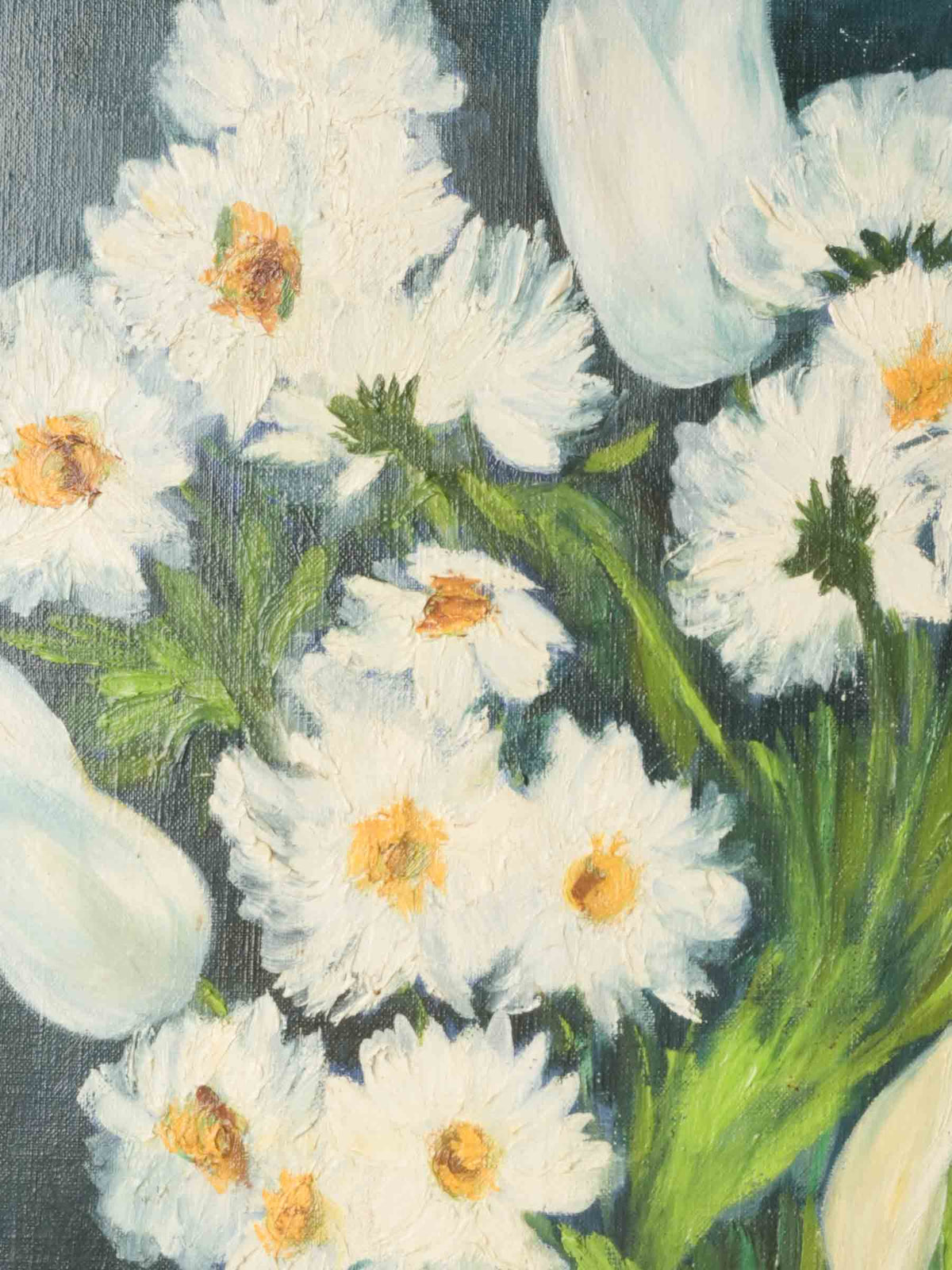 Vibrant Floral Still Life w/ White Flowers in a Teapot -32" x 28"
