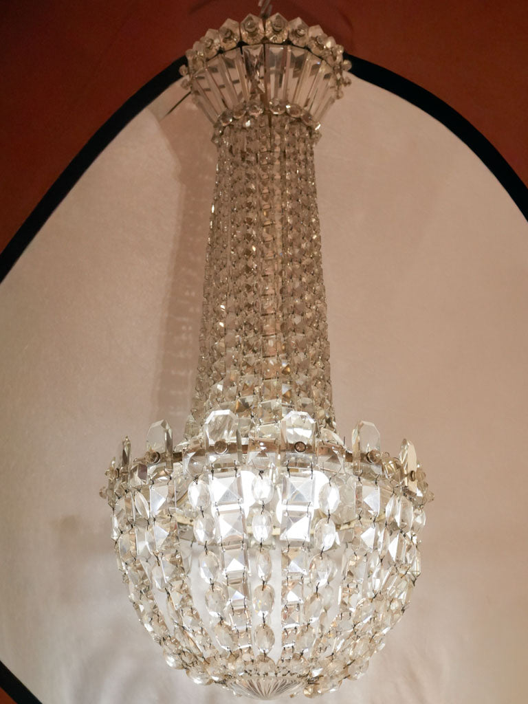 Faceted glass prism chandelier
