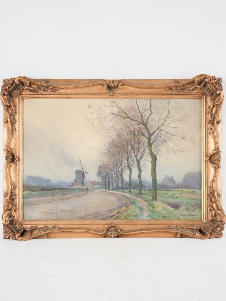 Antique serene gouache landscape painting